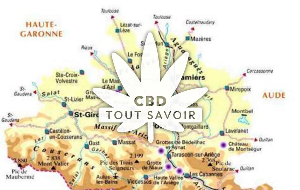 Village à Lanoux avec feuille Cannabis CBD