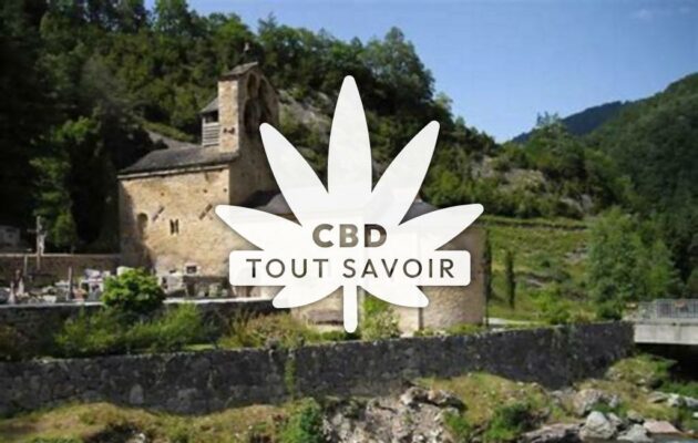 Village à Couflens avec feuille Cannabis CBD