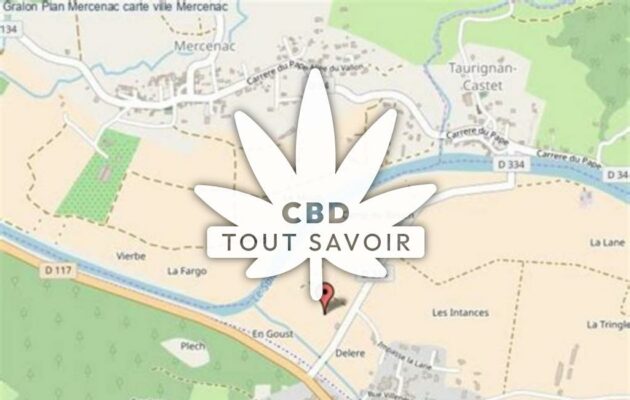 Village à Mercenac avec feuille Cannabis CBD