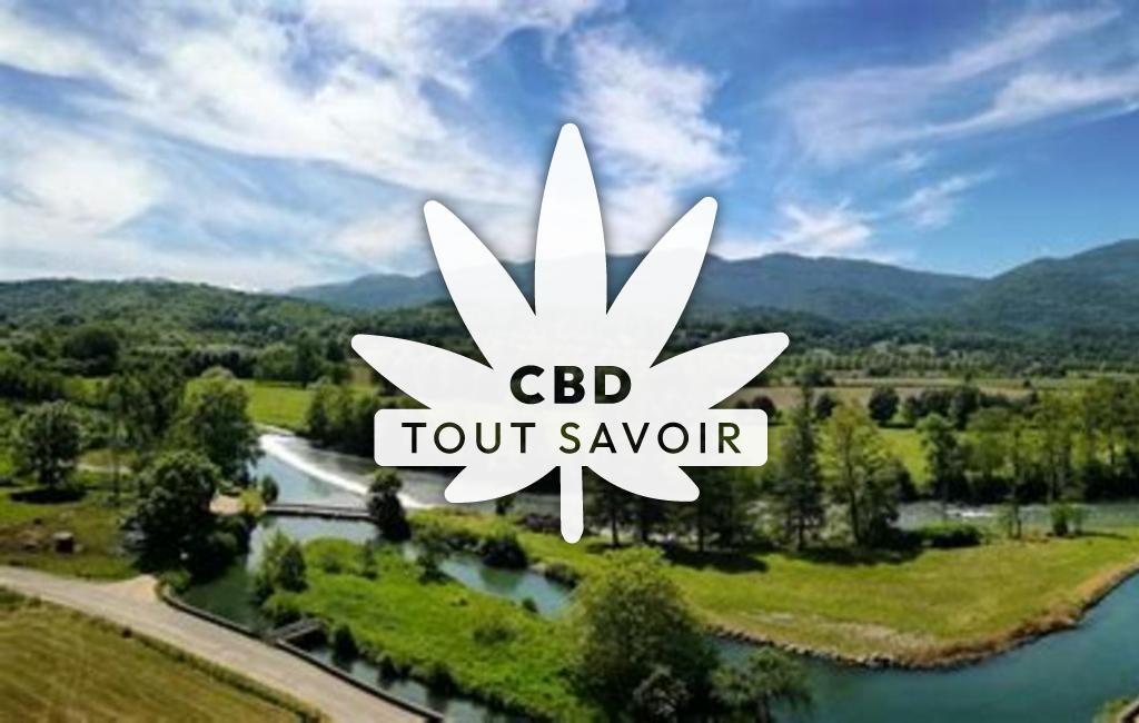 Village à Prat-Bonrepaux avec feuille Cannabis CBD