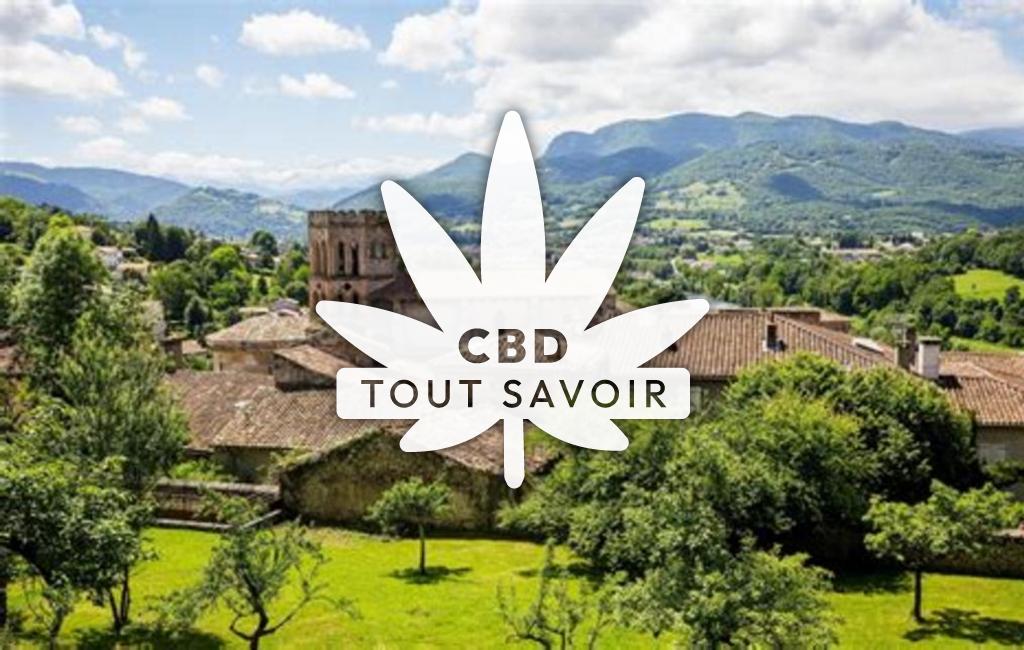 Village à Saint-Lizier avec feuille Cannabis CBD