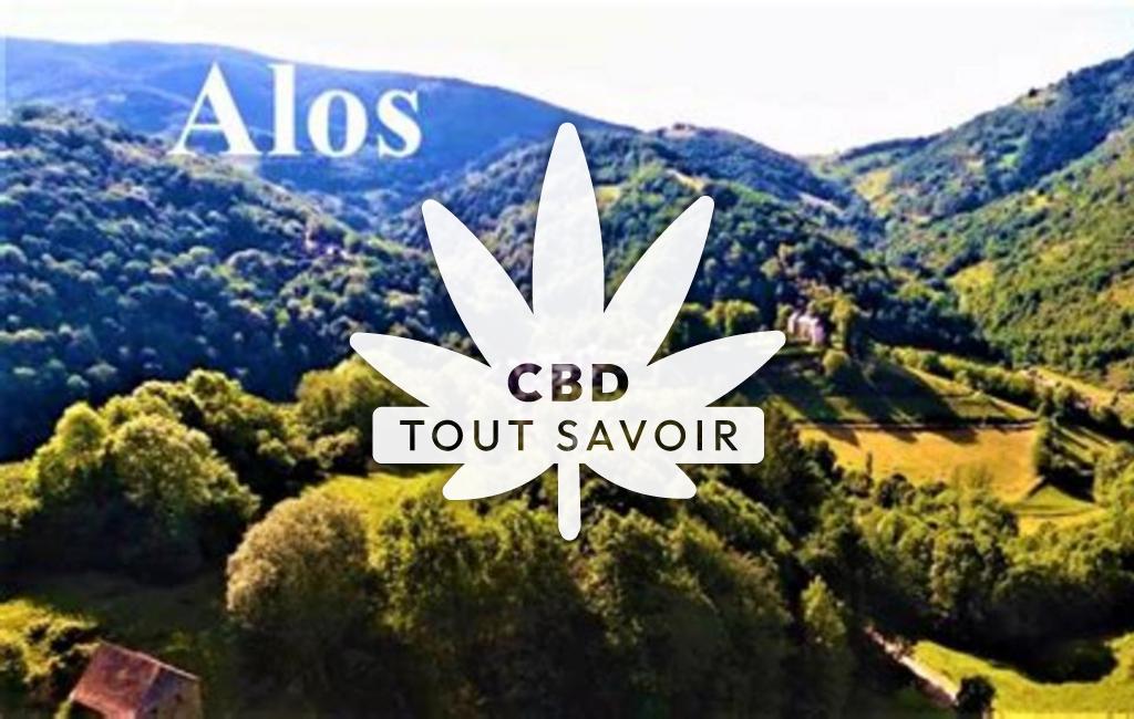 Village à Alos avec feuille Cannabis CBD