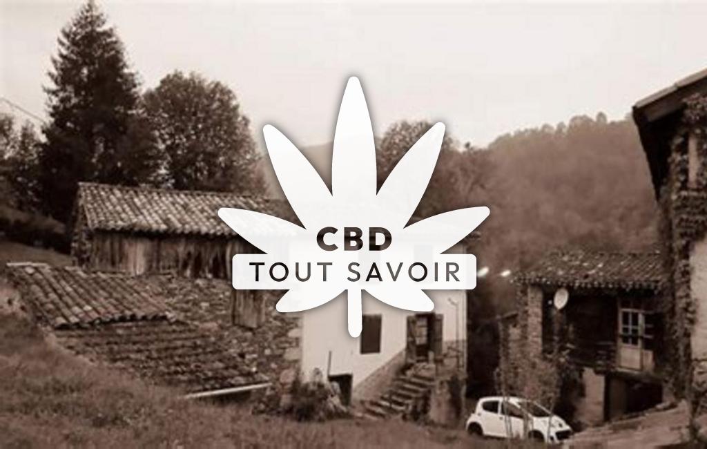 Village à Riverenert avec feuille Cannabis CBD