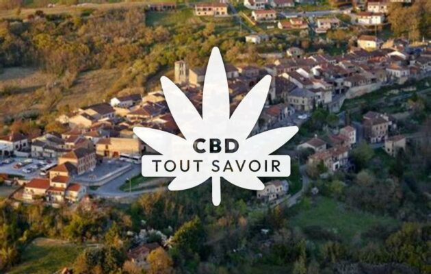 Village à Saint-Ybars avec feuille Cannabis CBD