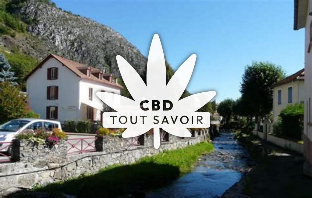 Village à Auzat avec feuille Cannabis CBD