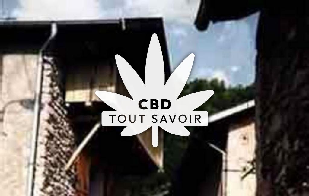 Village à Gesties avec feuille Cannabis CBD