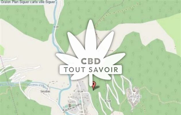 Village à Siguer avec feuille Cannabis CBD