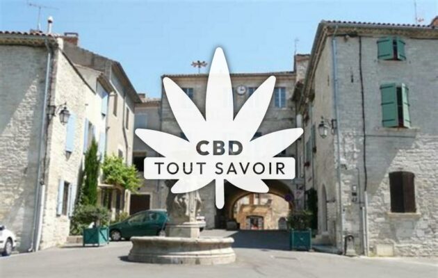 Village à Barjac avec feuille Cannabis CBD