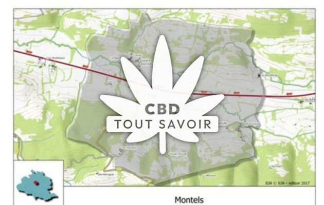 Village à Montels avec feuille Cannabis CBD