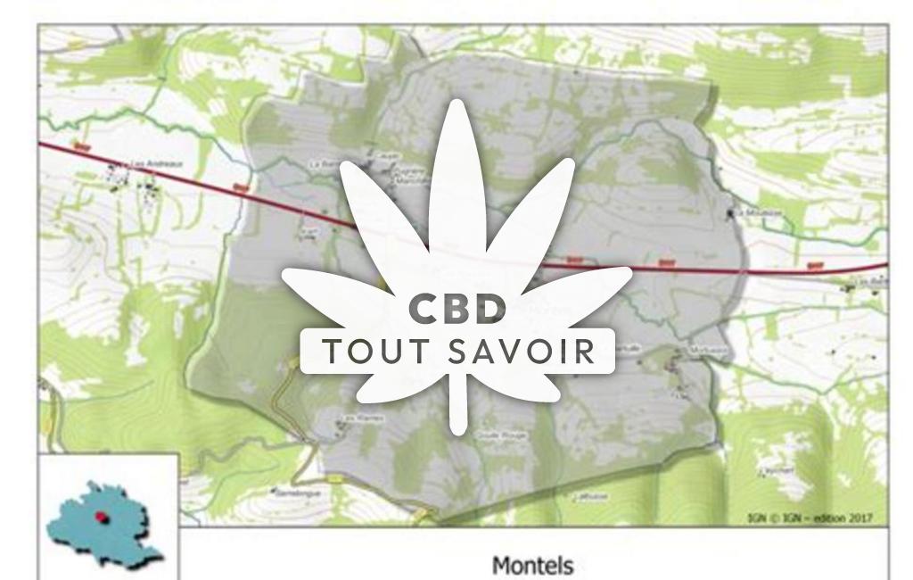 Village à Montels avec feuille Cannabis CBD