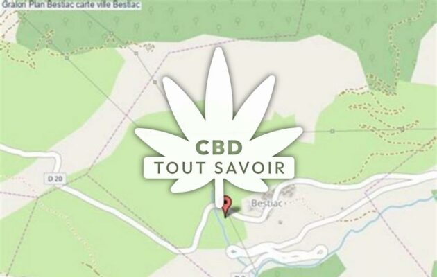 Village à Bestiac avec feuille Cannabis CBD