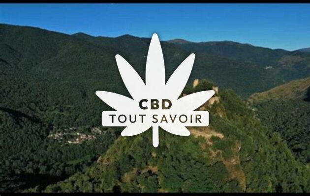 Village à Lordat avec feuille Cannabis CBD