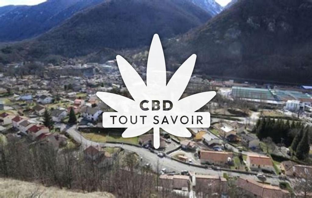 Village à Luzenac avec feuille Cannabis CBD