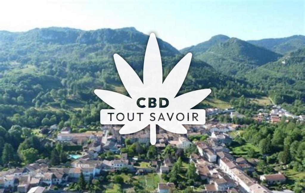 Village à Belesta avec feuille Cannabis CBD