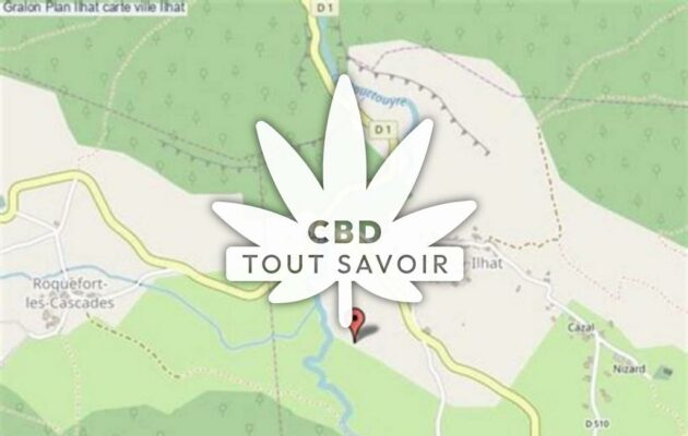 Village à Ilhat avec feuille Cannabis CBD