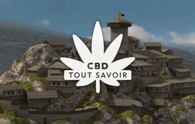 Village à Montsegur avec feuille Cannabis CBD