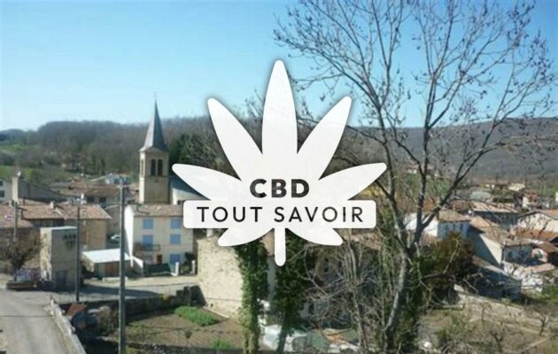 Village à Villeneuve-D'Olmes avec feuille Cannabis CBD