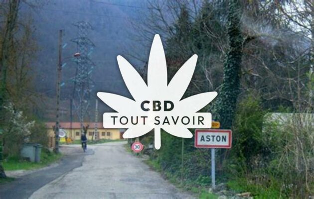 Village à Aston avec feuille Cannabis CBD