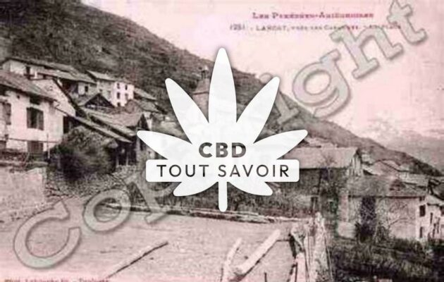 Village à Larcat avec feuille Cannabis CBD