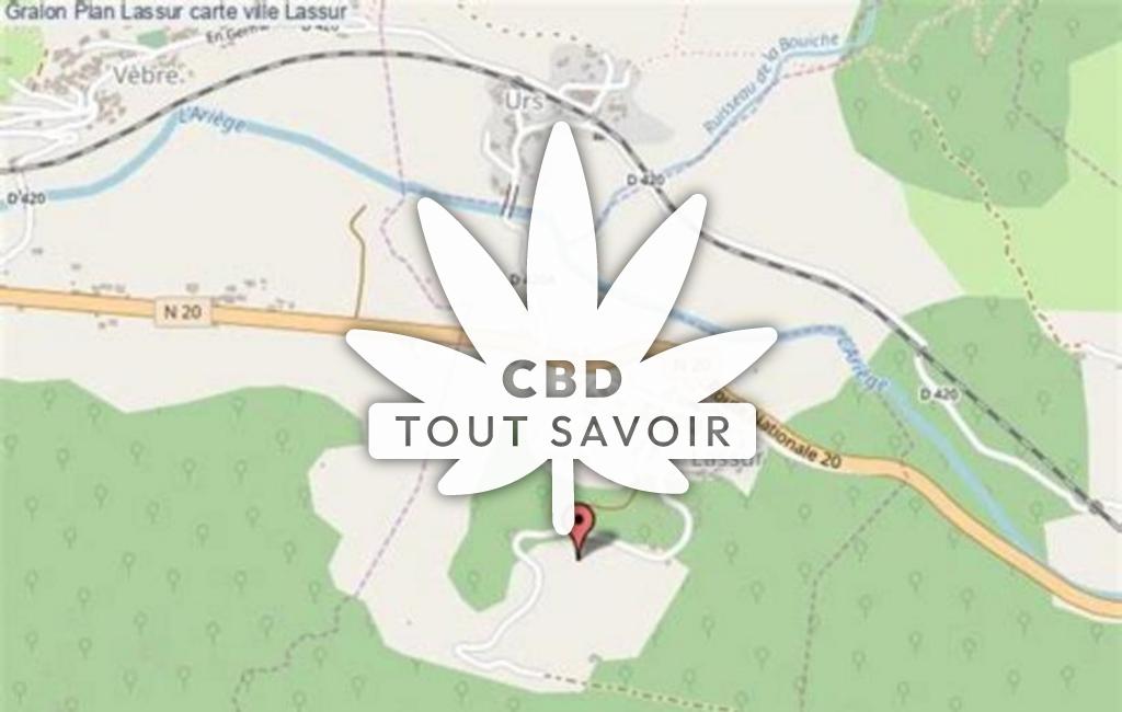 Village à Lassur avec feuille Cannabis CBD