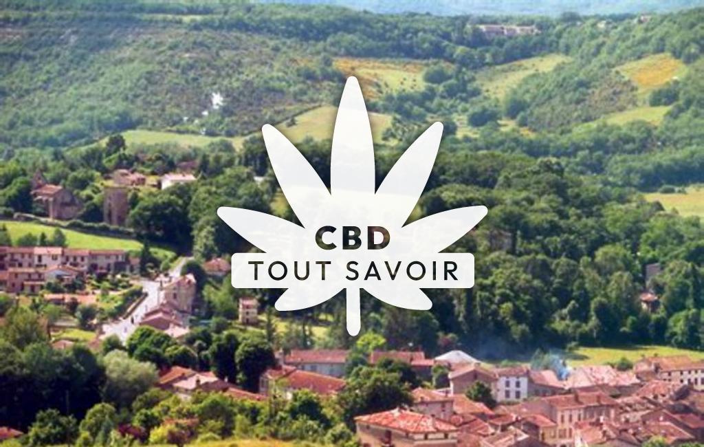 Village à Les-Cabannes avec feuille Cannabis CBD