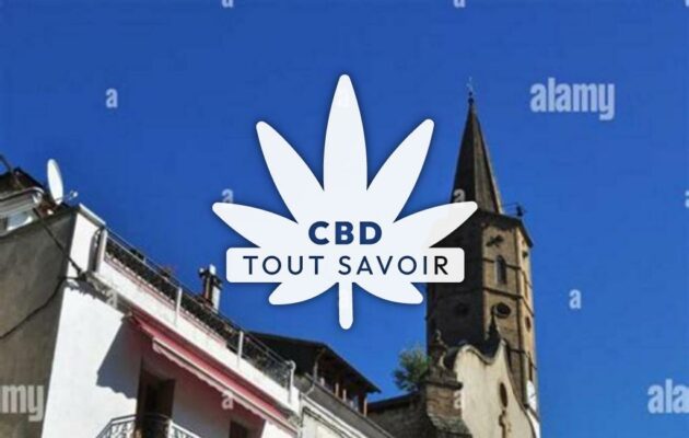 Village à Massat avec feuille Cannabis CBD