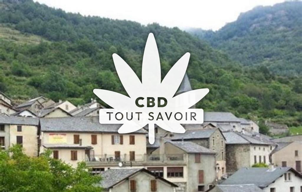 Village à Meras avec feuille Cannabis CBD