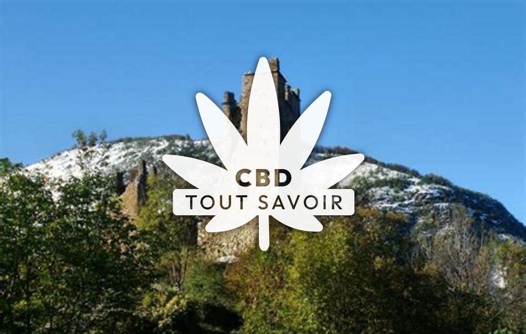 Village à Miglos avec feuille Cannabis CBD