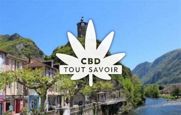 Village à Niaux avec feuille Cannabis CBD