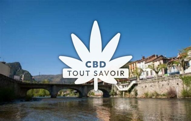 Village à Tarascon-sur-Ariege avec feuille Cannabis CBD