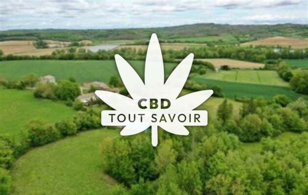 Village à Cazals-des-Bayles avec feuille Cannabis CBD