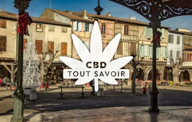 Village à Mirepoix avec feuille Cannabis CBD