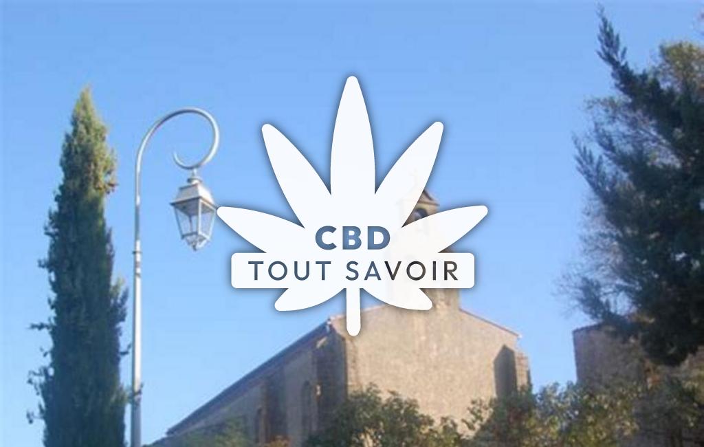 Village à Roumengoux avec feuille Cannabis CBD