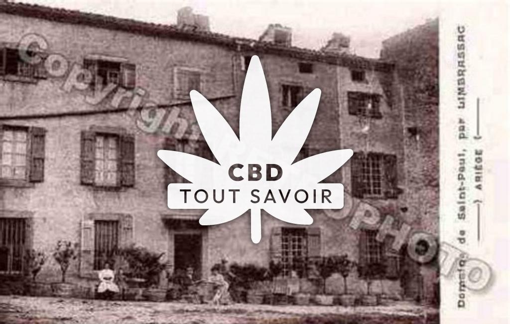 Village à Limbrassac avec feuille Cannabis CBD