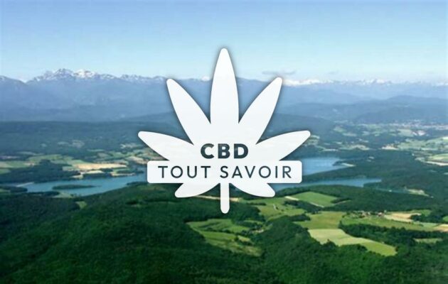 Village à Montbel avec feuille Cannabis CBD