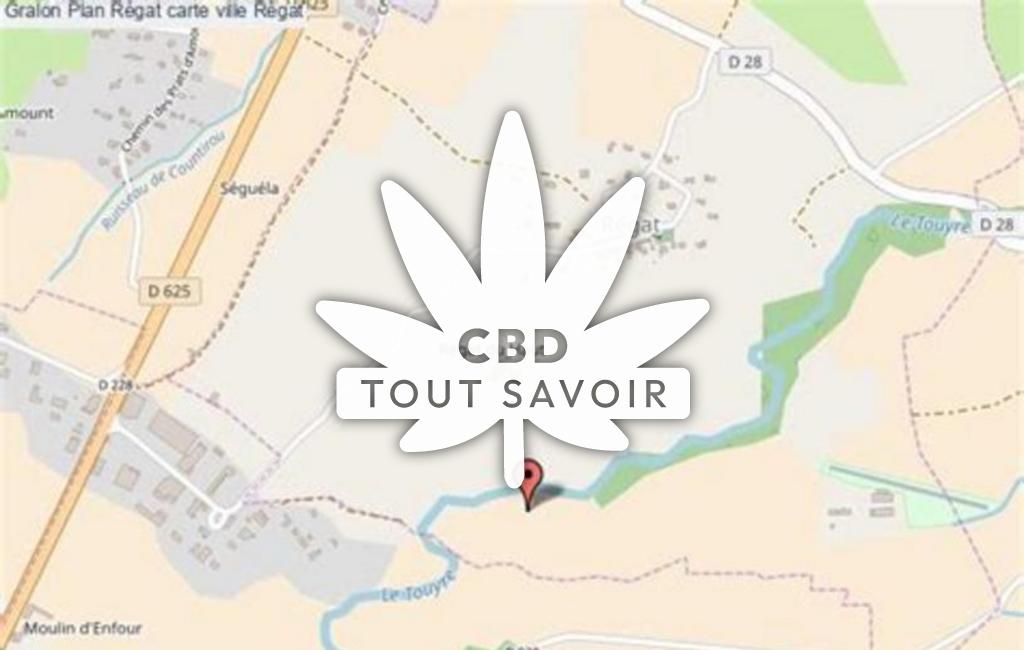 Village à Regat avec feuille Cannabis CBD