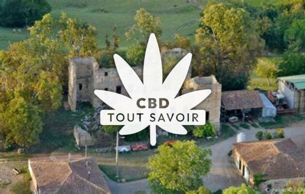 Village à Esplas avec feuille Cannabis CBD