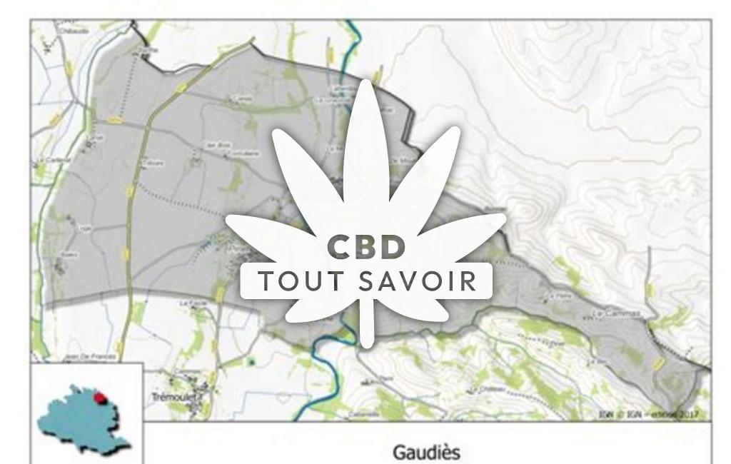 Village à Gaudies avec feuille Cannabis CBD