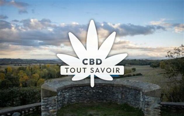 Village à La-Bastide-de-Lordat avec feuille Cannabis CBD