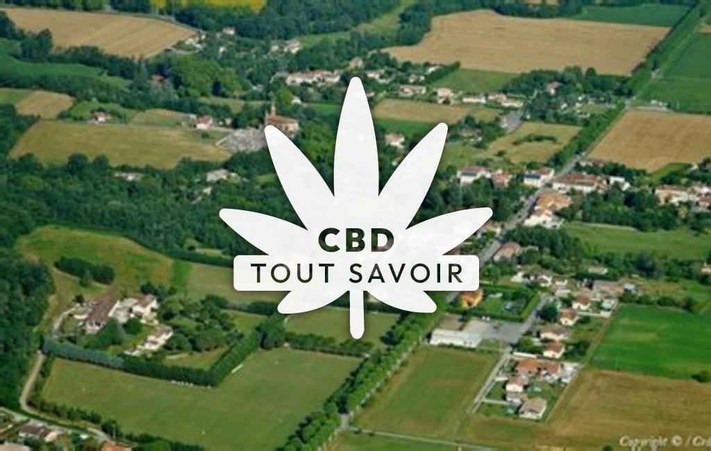 Village à Saint-Quirc avec feuille Cannabis CBD