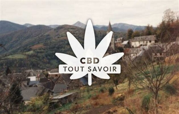 Village à Galey avec feuille Cannabis CBD