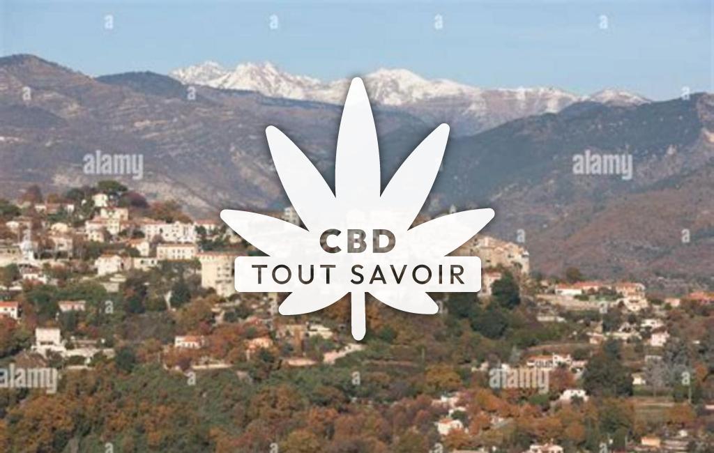 Village à Berre-les-Alpes avec feuille Cannabis CBD