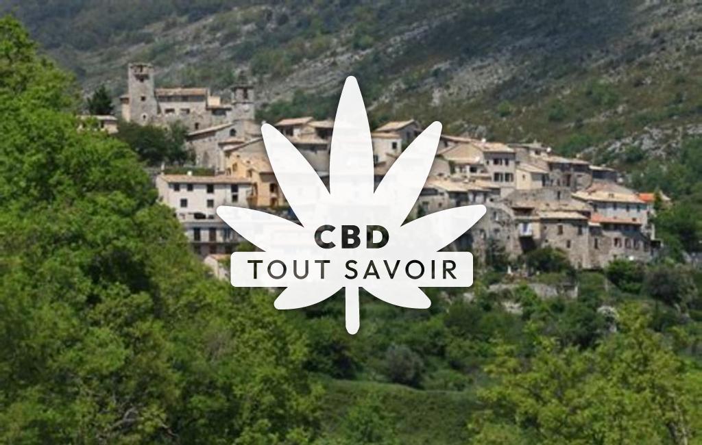 Village à Bezaudun-les-Alpes avec feuille Cannabis CBD