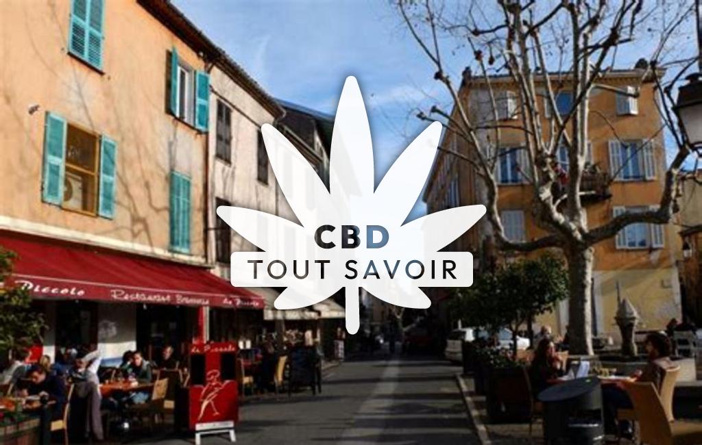 Village à Biot avec feuille Cannabis CBD