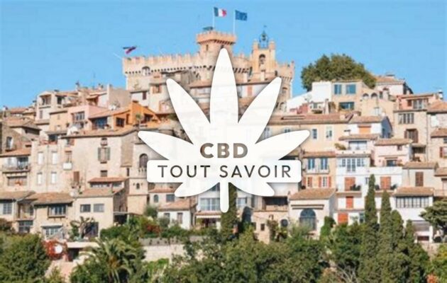 Village à Cagnes-sur-Mer avec feuille Cannabis CBD