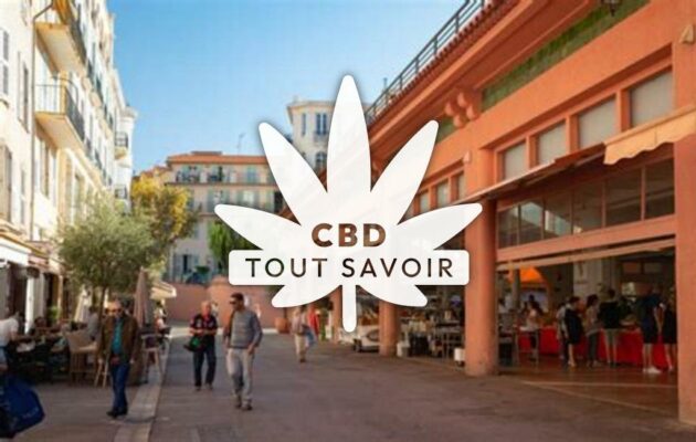 Village à Cannes avec feuille Cannabis CBD