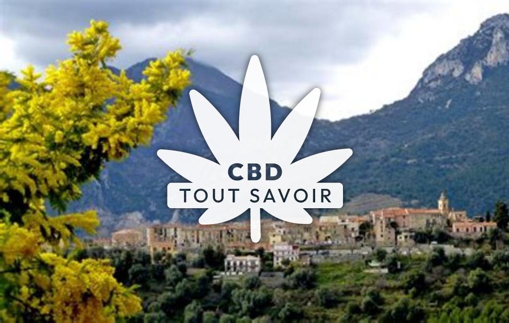 Village à CaSaintellar avec feuille Cannabis CBD