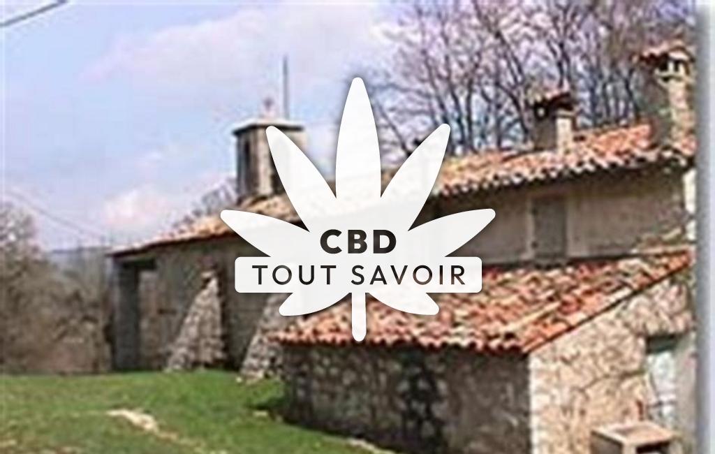 Village à Caussols avec feuille Cannabis CBD