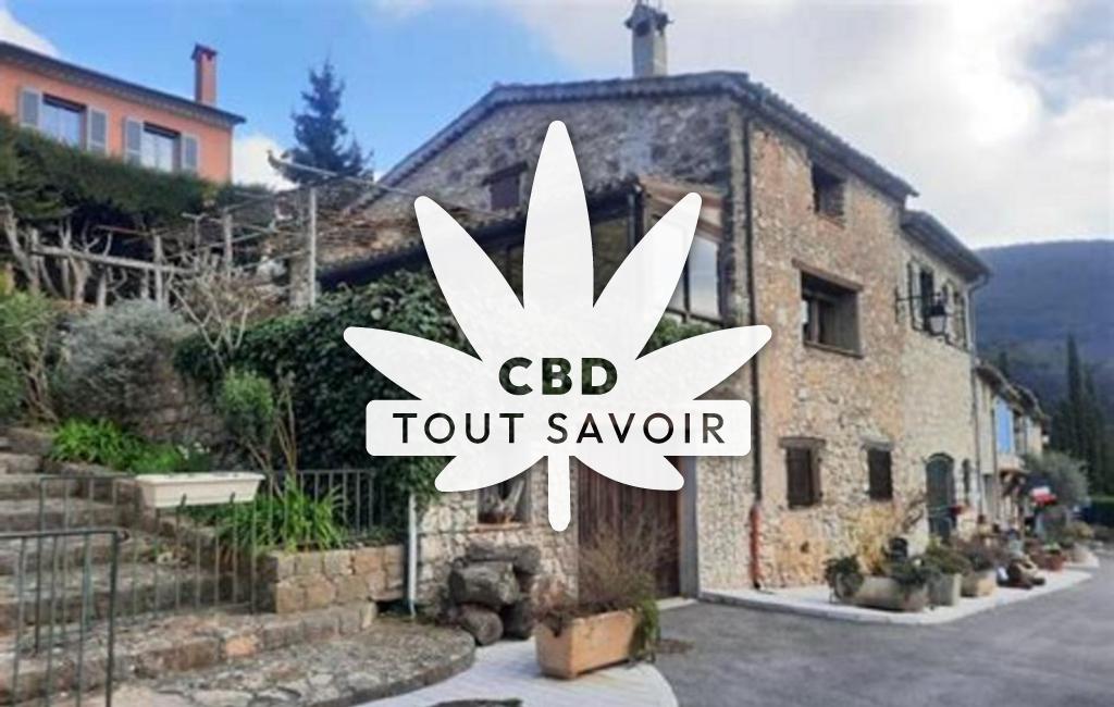 Village à Courmes avec feuille Cannabis CBD