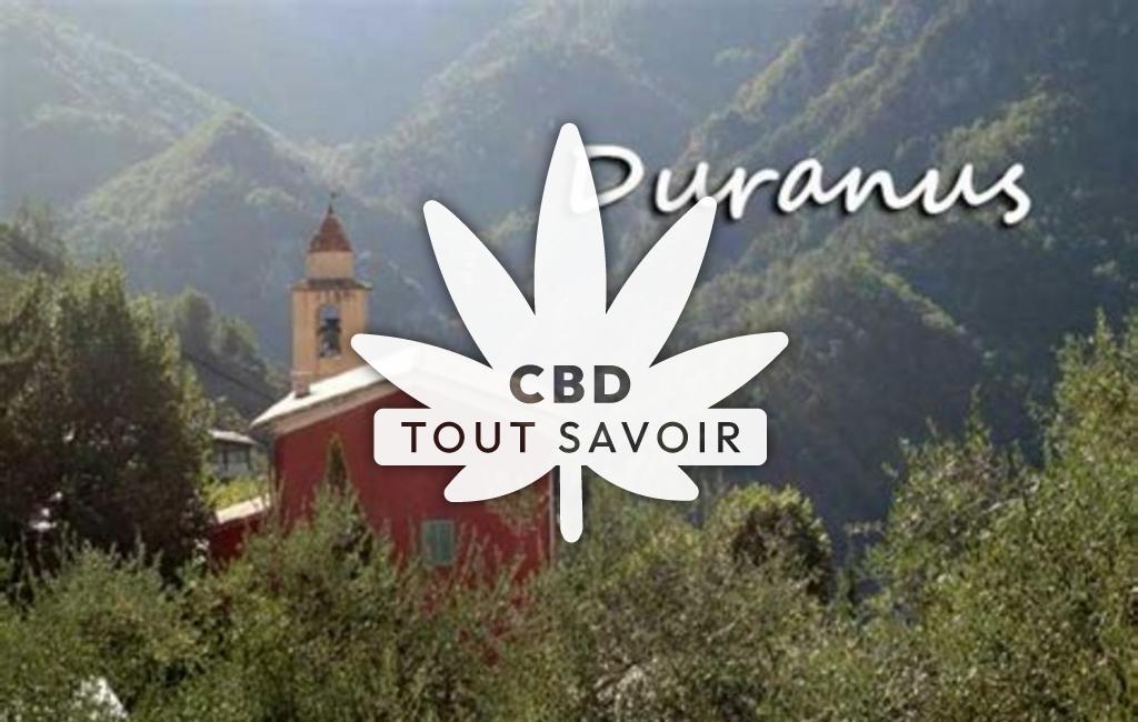 Village à Duranus avec feuille Cannabis CBD